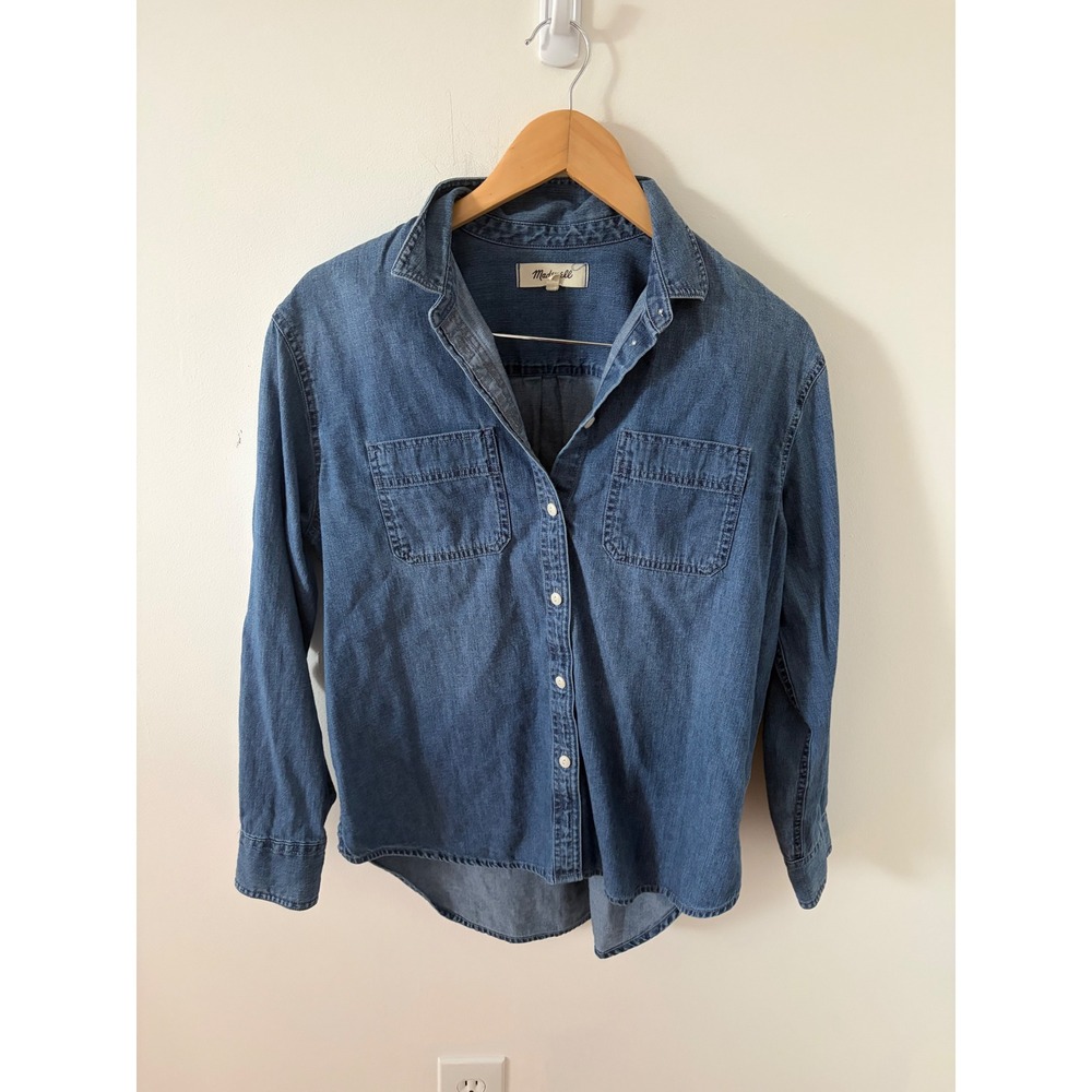 Madewell Womens Blue Denim Button Up Shirt Medium Wash Long Sleeve Size S